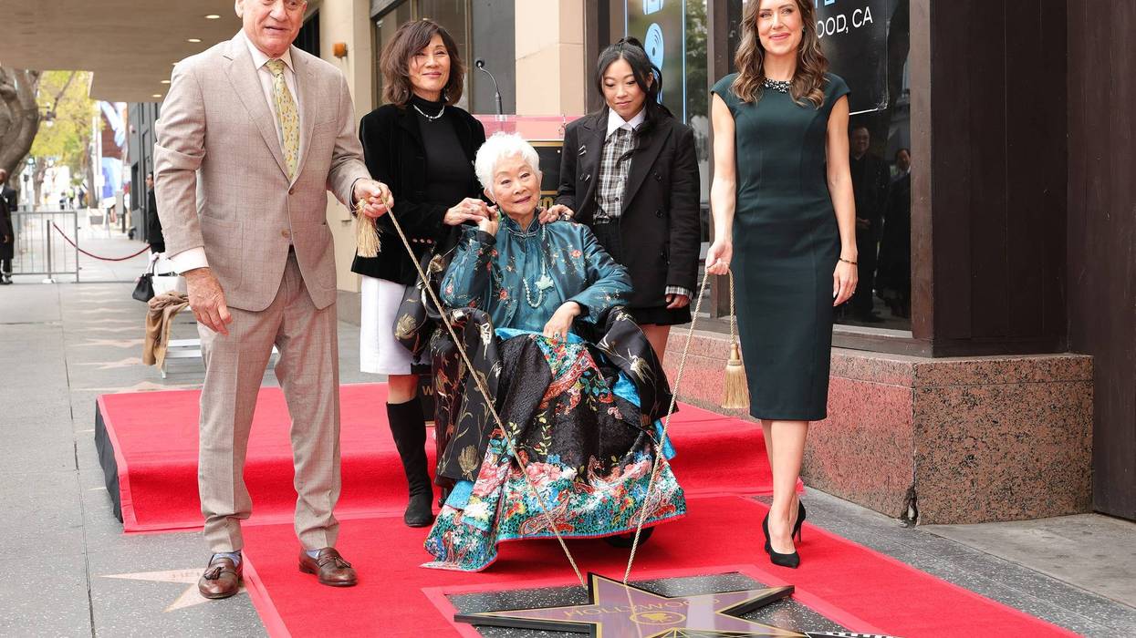 HOLLYWOOD, CALIFORNIA - MAY 05: (L-R) Steven Nissen, President & CEO, Hollywood Chamber of Commerce, Janet Yang, Lisa Lu, Awkwafina, and Sarah Zurell attend the Lisa Lu Hollywood Walk of Fame Star Ceremony on May 01, 2025 in Hollywood, California.