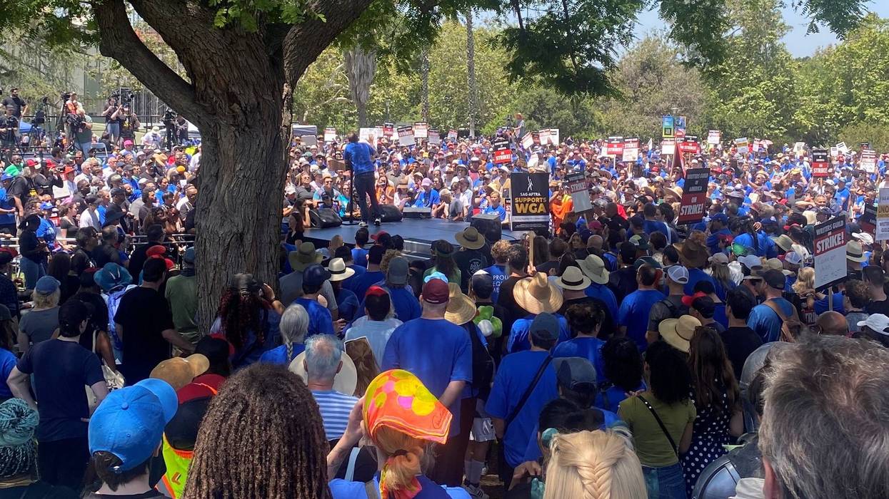 Hollywood TV and movie writers marked their 51st day on strike with a rally at the La Brea Tar Pits on Wednesday.