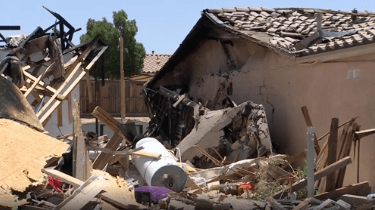 Home destroyed by explosion in Victorville.