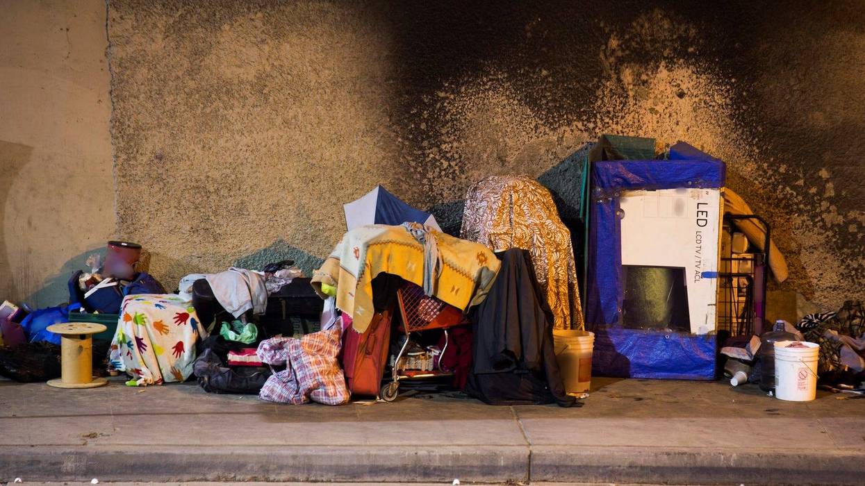 homeless encampment with tents