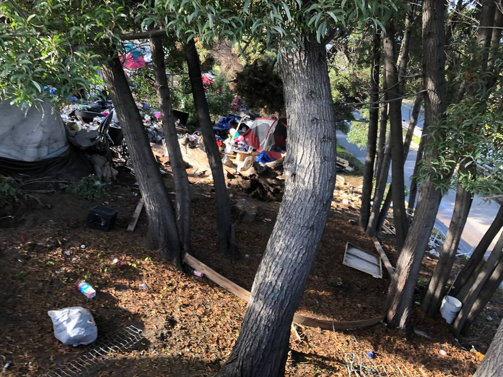Homeless encampments along the Eastshore Freeway.