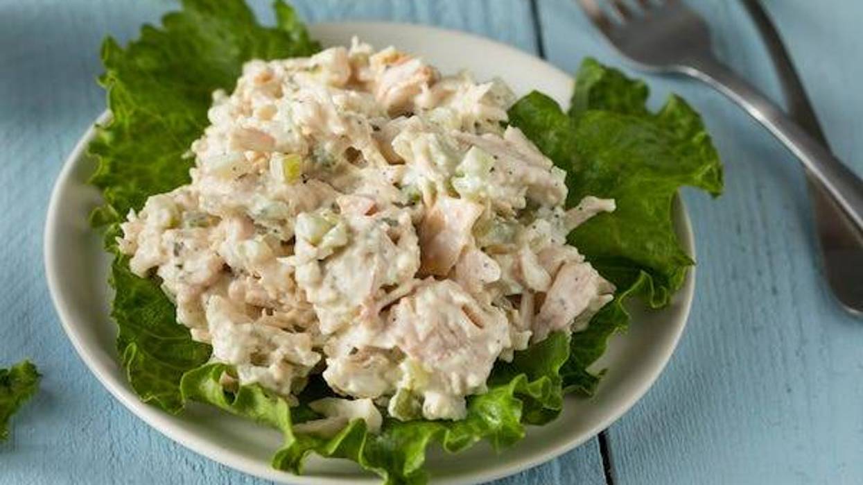 Homemade chicken salad in a bowl