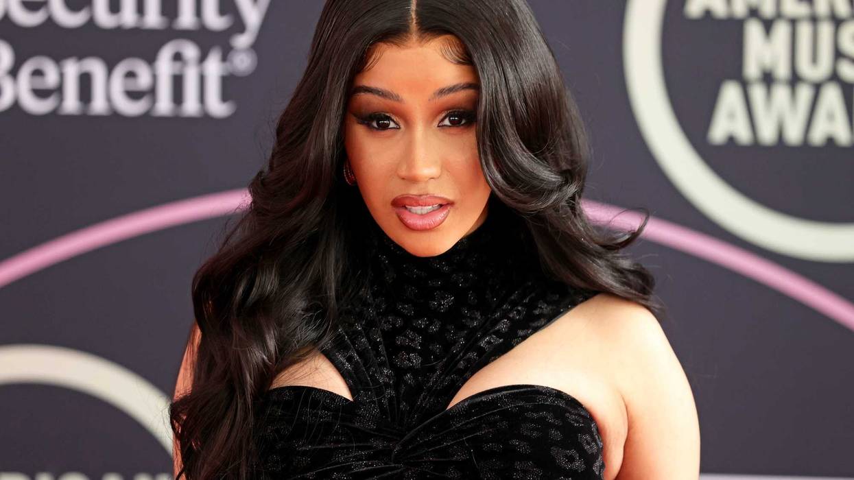 Host Cardi B attends the 2021 American Music Awards Red Carpet Roll-Out with Host Cardi B at L.A. LIVE on November 19, 2021 in Los Angeles, California.