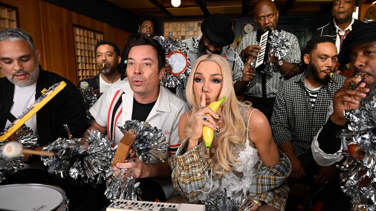 Host Jimmy Fallon and singer-songwriter Gwen Stefani with The Roots during "Classroom Instruments" on Tuesday, November 26, 2024