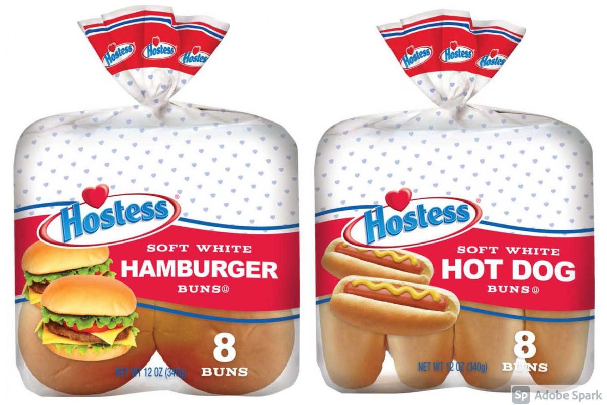 Hostess soft white hamburger and hot dog buns