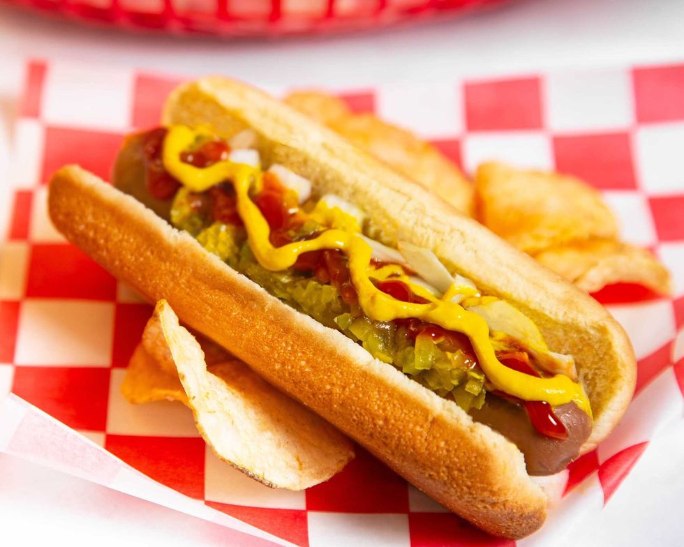 hot dog made from lab-grown chicken