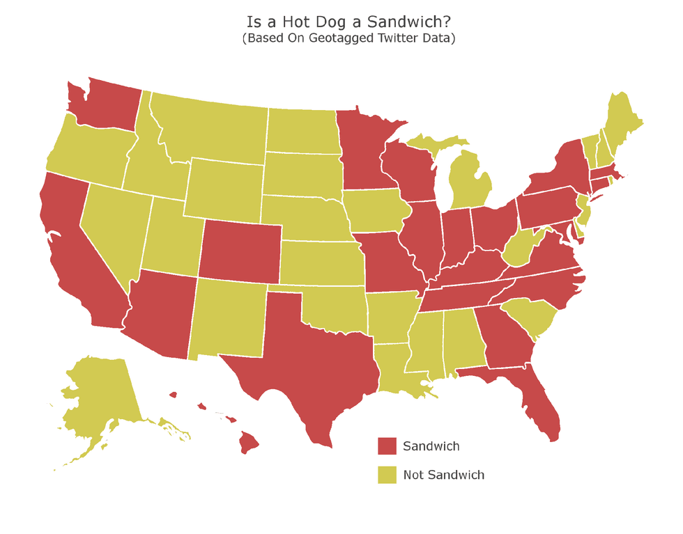 Hot dog sandwich map