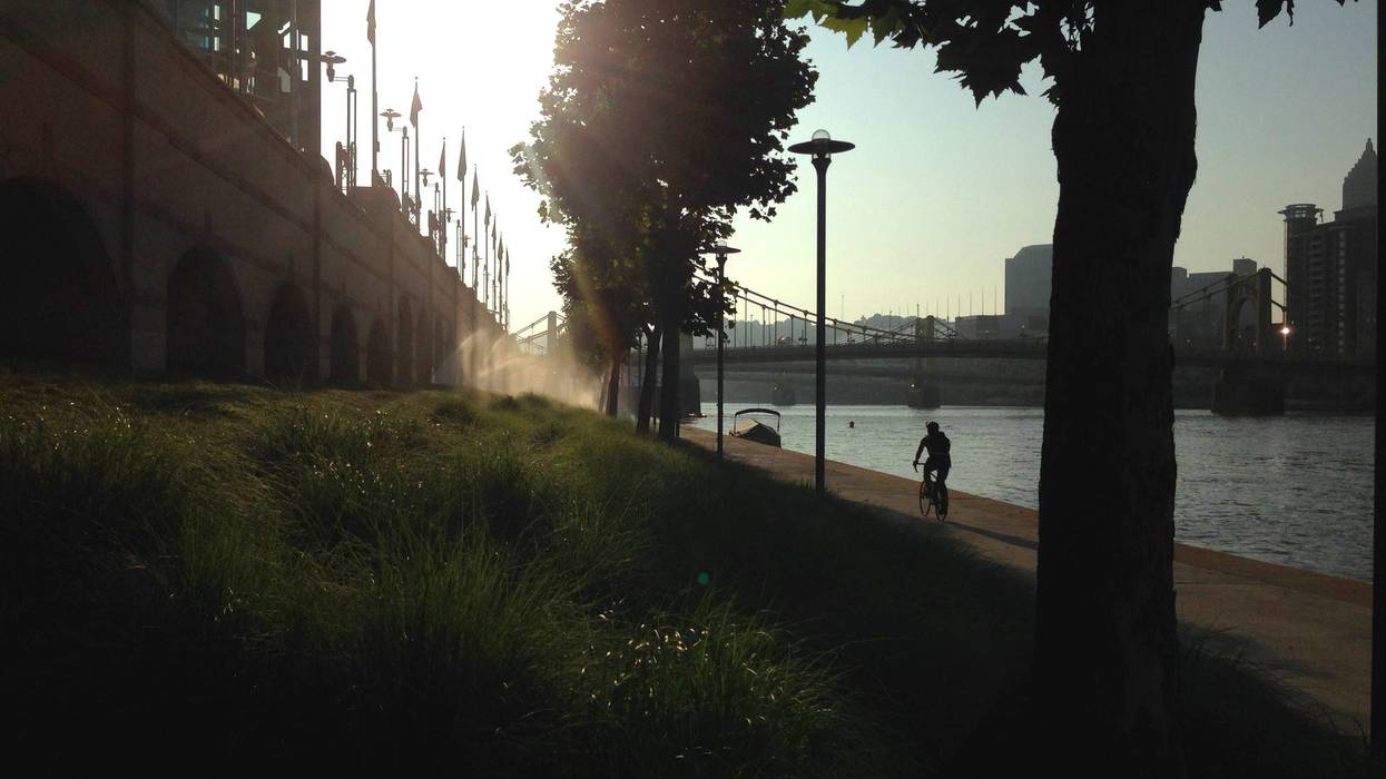 Hot summer day in Pittsburgh outside of PNC Park