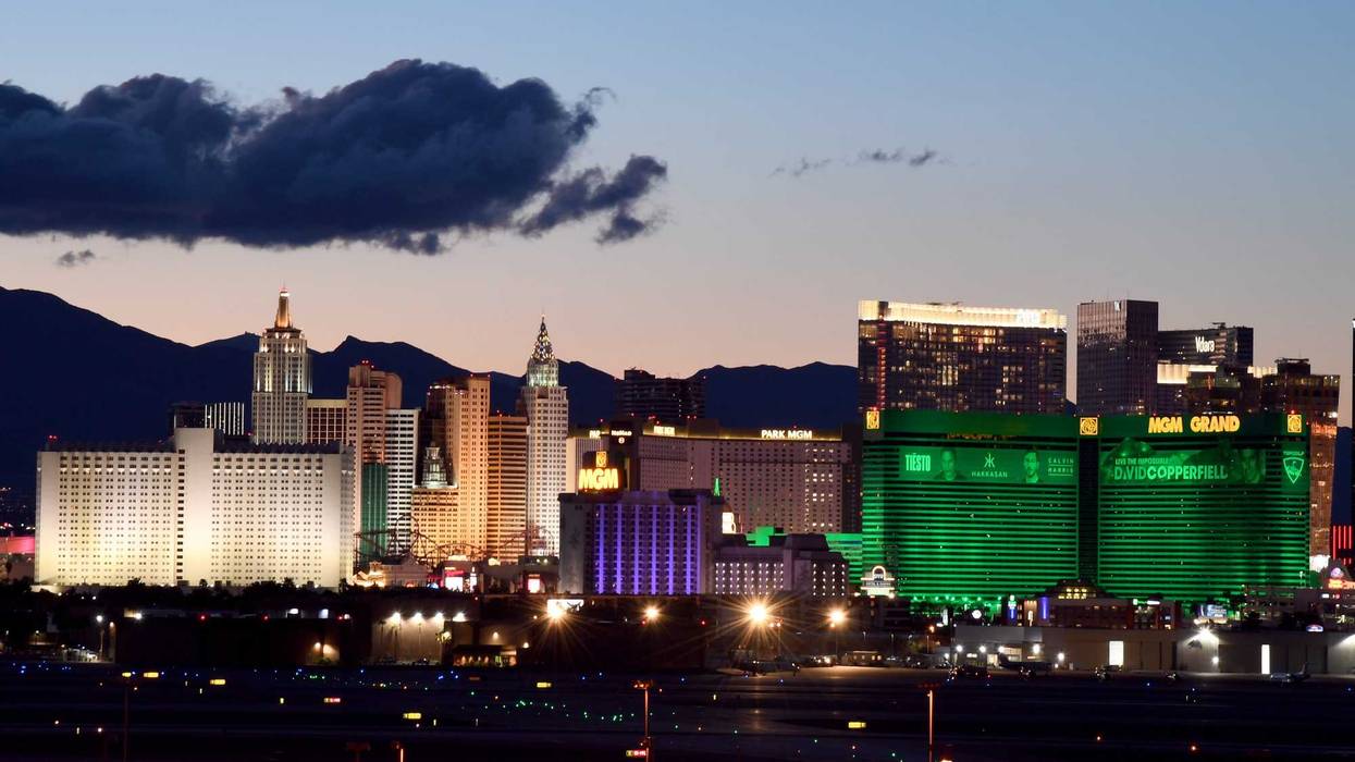 Hotel-casinos on the Las Vegas Strip including (L-R) the Tropicana Las Vegas, New York-New York Hotel & Casino, Park MGM, MGM Grand Hotel & Casino and The Cosmopolitan of Las Vegas are shown as the coronavirus continues to spread across the United States on March 15, 2020 in Las Vegas, Nevada.
