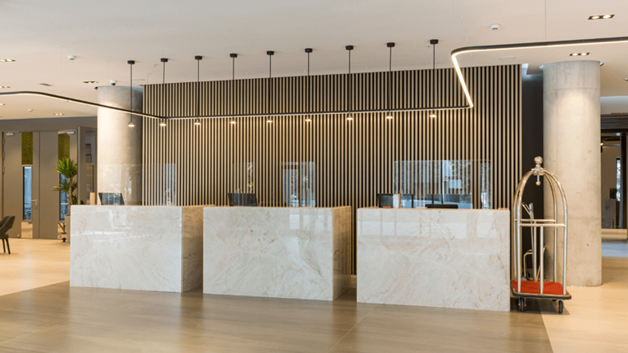 HOTEL LOBBY WITH PLEXIGASS SHIELDS