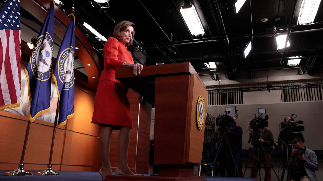 House Speaker Nancy Pelosi (D-CA) speaks at her weekly press conference at the U.S. Capitol Building on December 08, 2021 in Washington, DC.