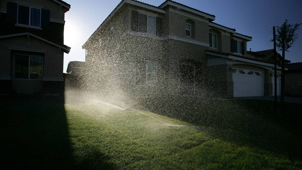 house with sprinklers