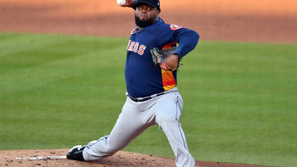 Houston Astros pitcher Francis Martes (50) pitches in the first inning during a spring training game against the Washington Nationals at Ballpark of the Palm Beaches.
