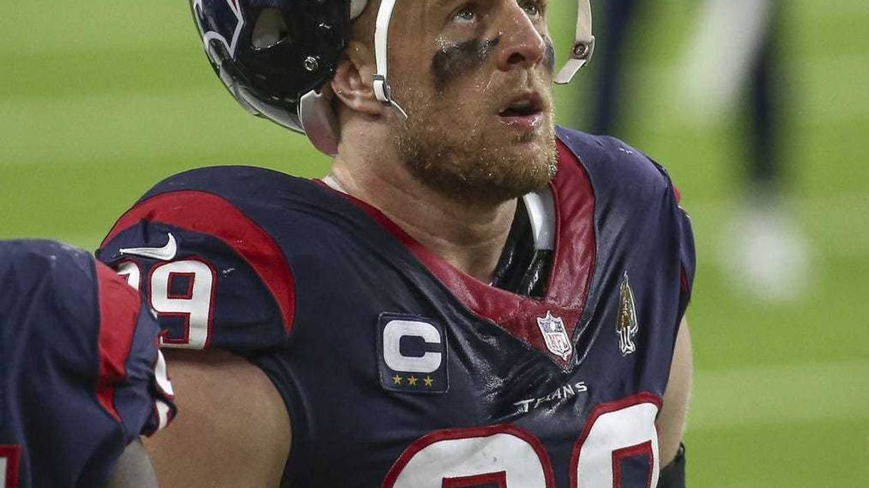 Houston Texans defensive end J.J. Watt looks up during the fourth quarter against the Tennessee Titans at NRG Stadium.
