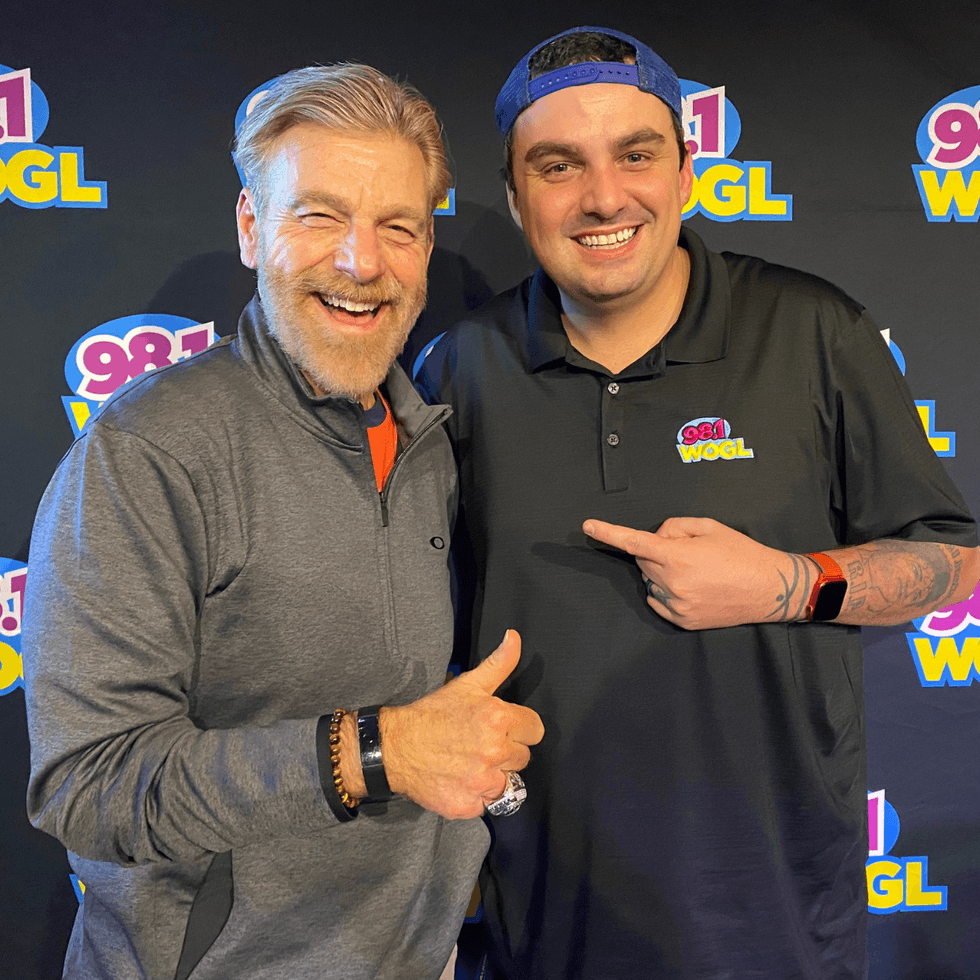Howard Eskin with Coop at the 2021 98.1 WOGL Loves Our Kids Radiothon presented by Fulton Bank