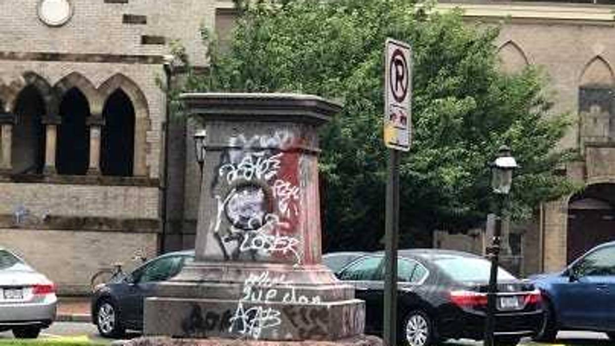 Howitzer Monument after vandalism in 2020