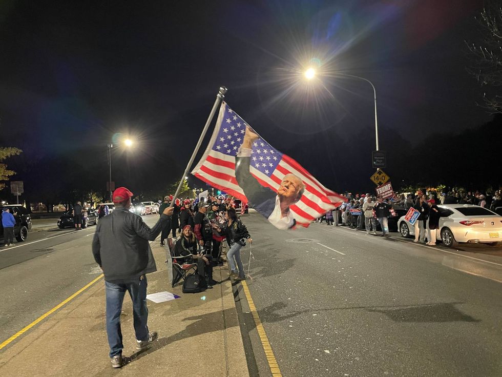 Hundreds of Donald Trump supporters gathered in South Philadelphia on Monday night.