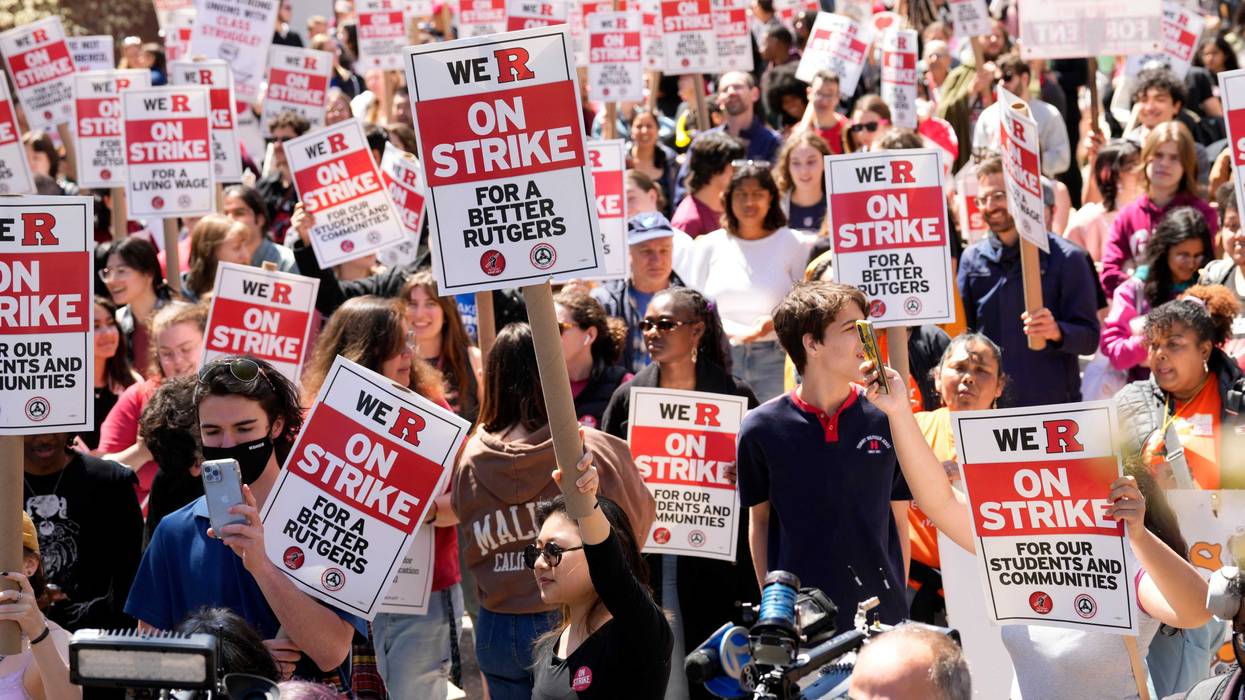 Hundreds rallied on the campus of Rutgers University, in New Brunswick for a contract. Monday, April 10, 2023 Rutgers Strike.