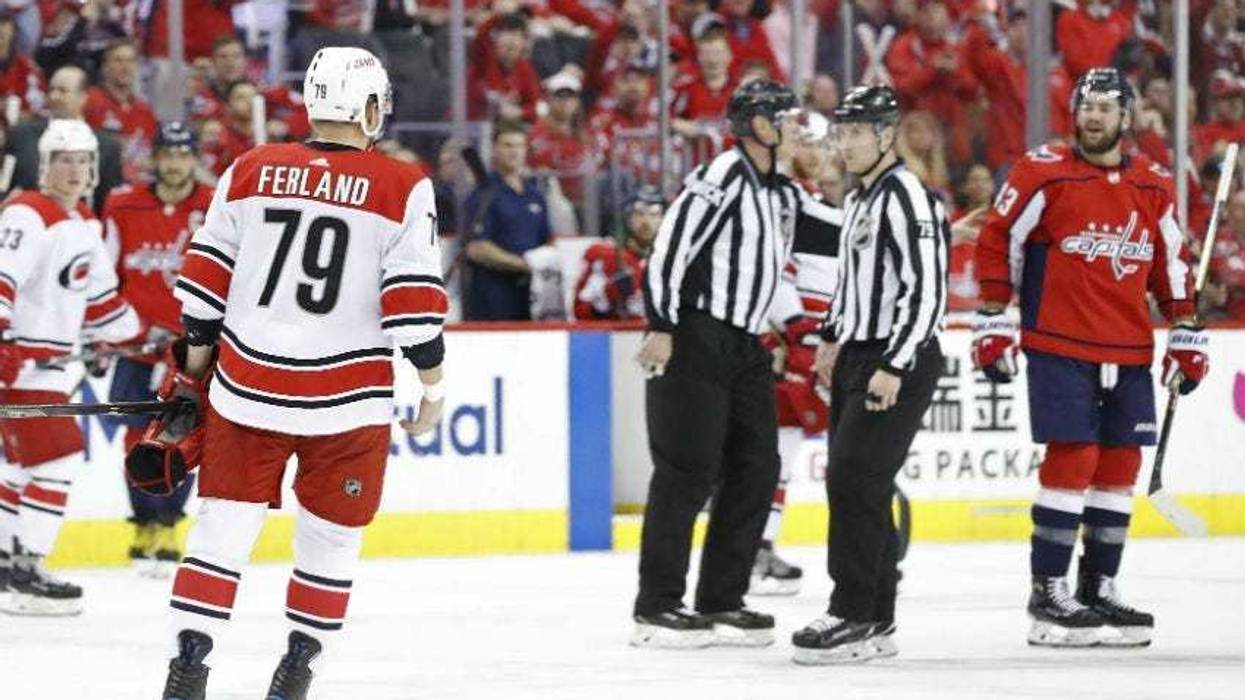 Hurricanes forward Micheal Ferland received a misconduct for hit to Capitals' Nic Dowd.