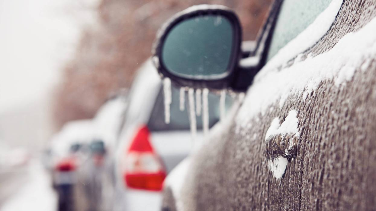 Ice accumulates on cars in this generic photo of winter weather driving