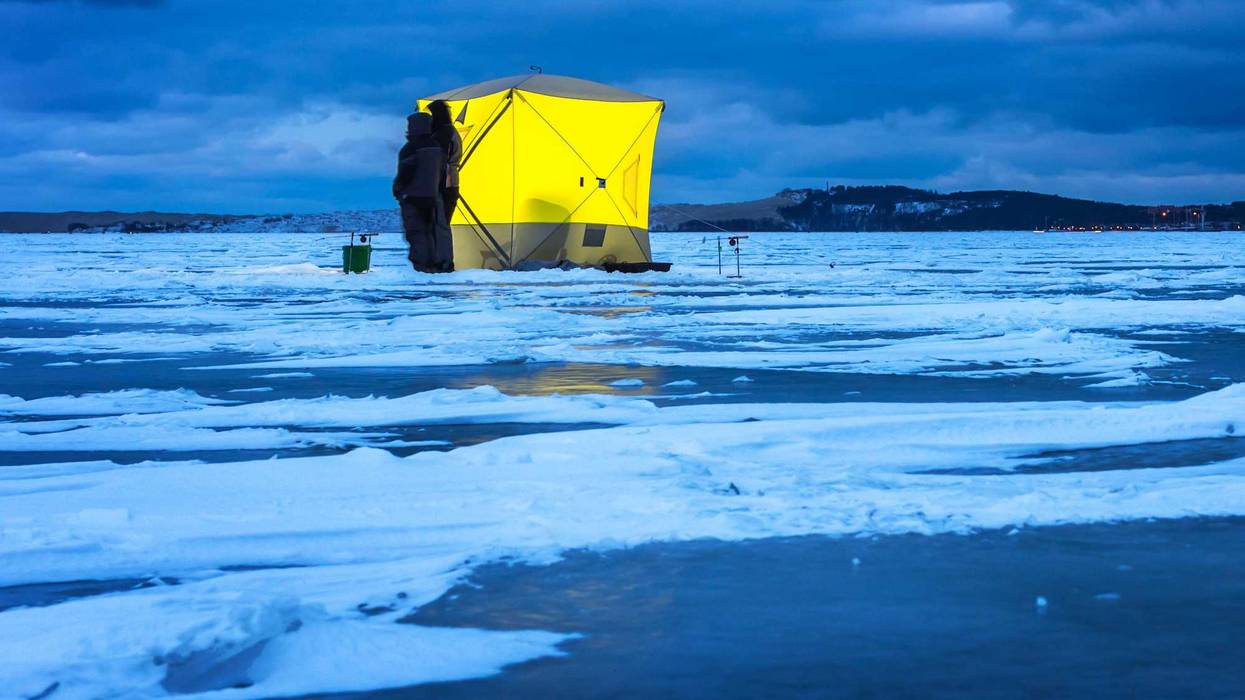 Ice Fishing, Ice Rescue, Red Lake, Minnesota