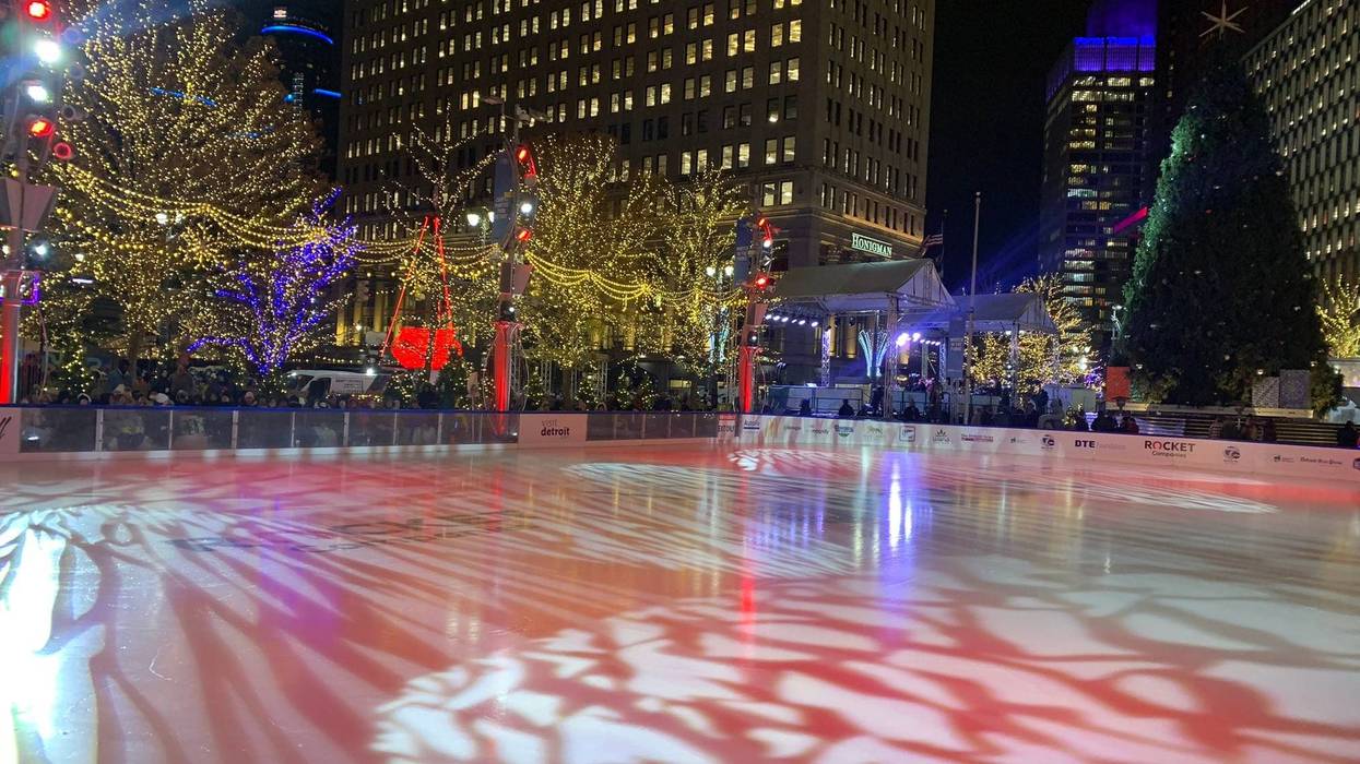 Ice rink at Campus Martius, at 19th Annual Detroit Tree Lighting