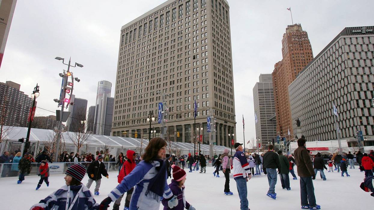 Ice skating in Campus Martius Park in Detroit