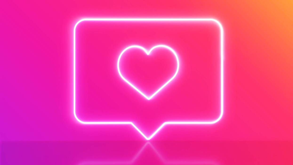 Icon like heart in neon on instagram