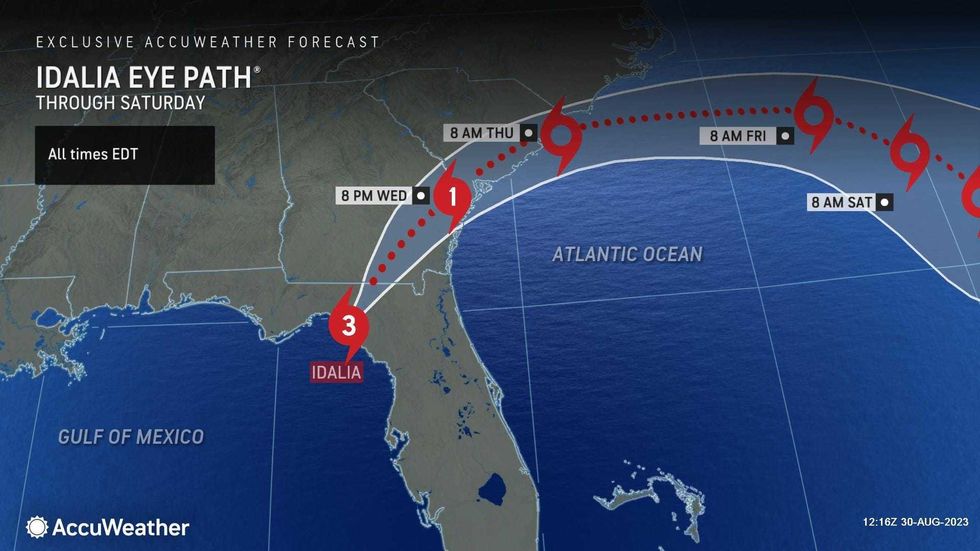 Idalia will cut a path through Florida, Georgia and South Carolina on Wednesday before heading out to sea