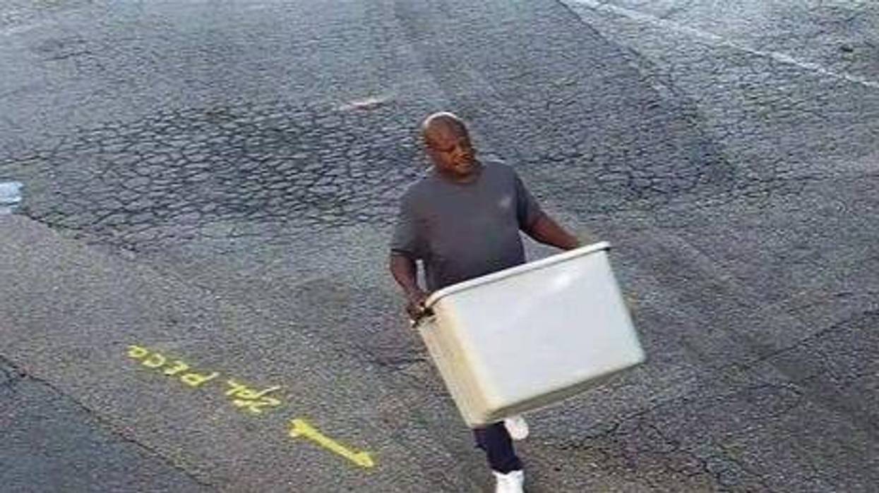 If you recognize this man, Sharon Hill Police Department asks you to call them and leave a tip.
