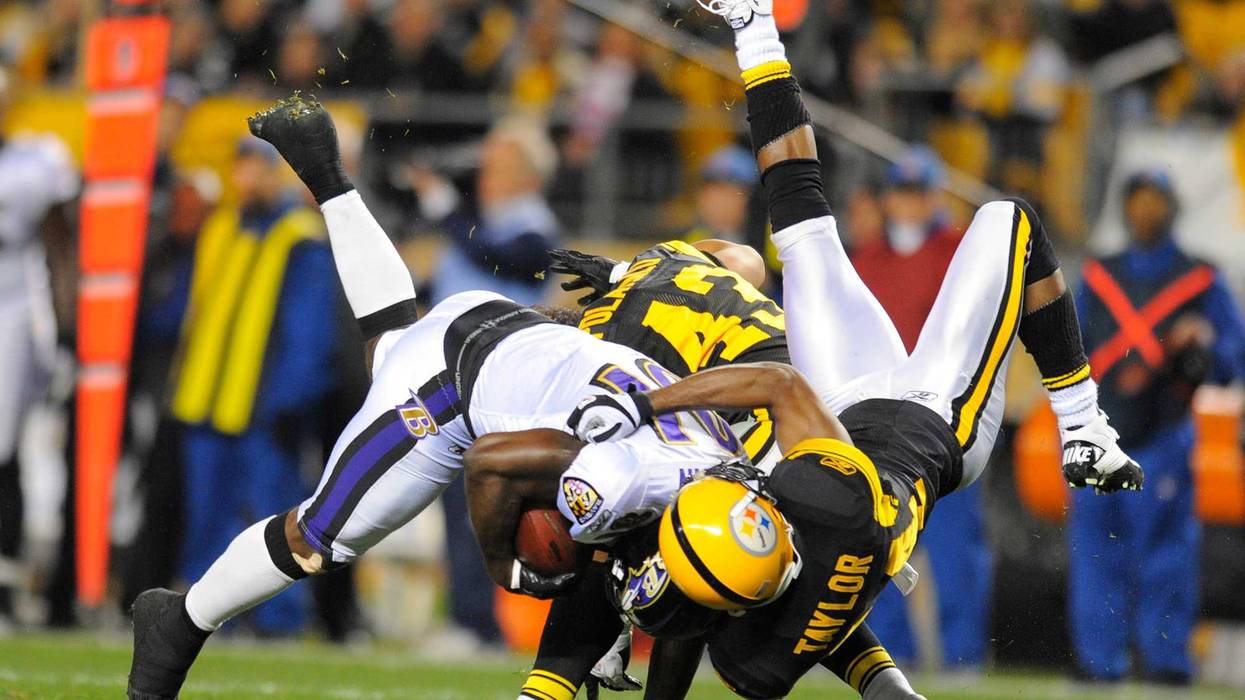 Ike Taylor tackles Anquan Boldin in a 2011 battle at Heinz Field