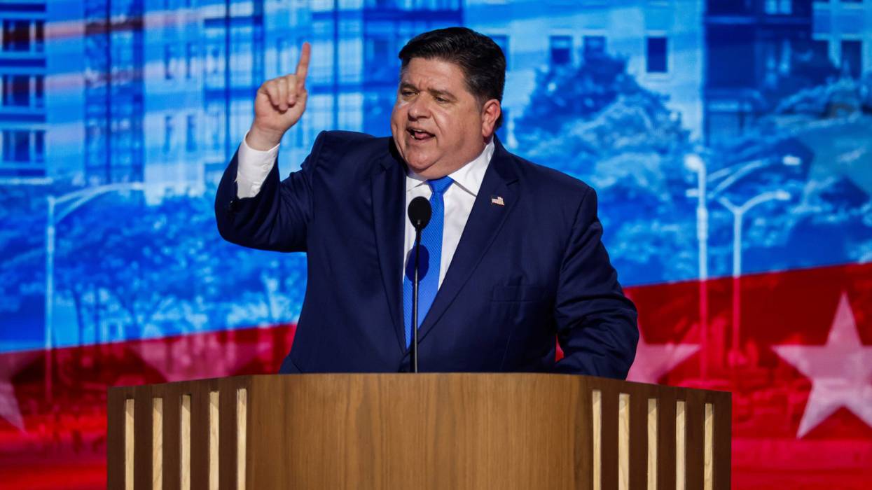 Illinois Gov. JB Pritzker speaks on stage