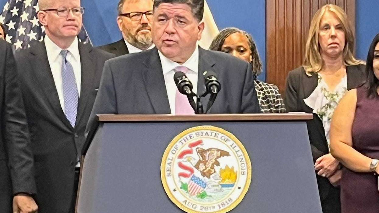 Illinois Governor J.B. Pritzker addresses reporters in the West Loop, September 29, 2025.