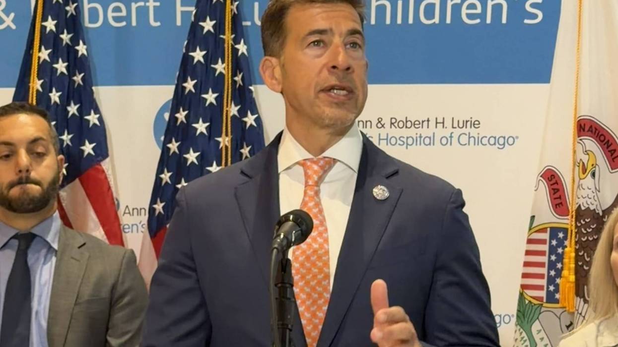 Illinois Secretary of State Alexi GIannoulias speaks during a news conference at Lurie Children's Hospital in Chicago.