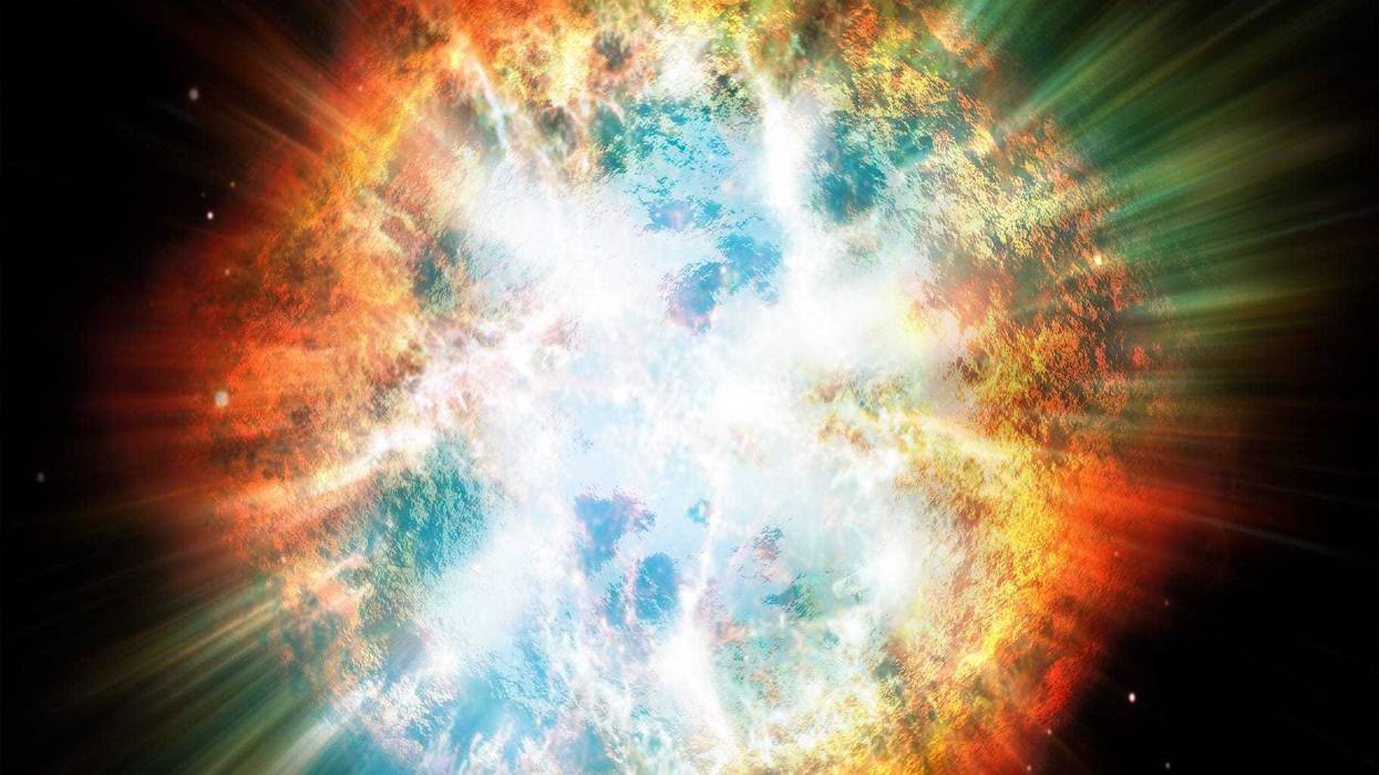 Illustration of a planet or star explosion.