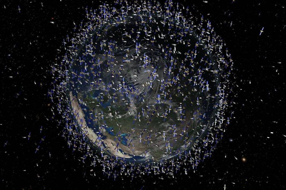 Illustration of space debris surrounding Earth (Not to scale)