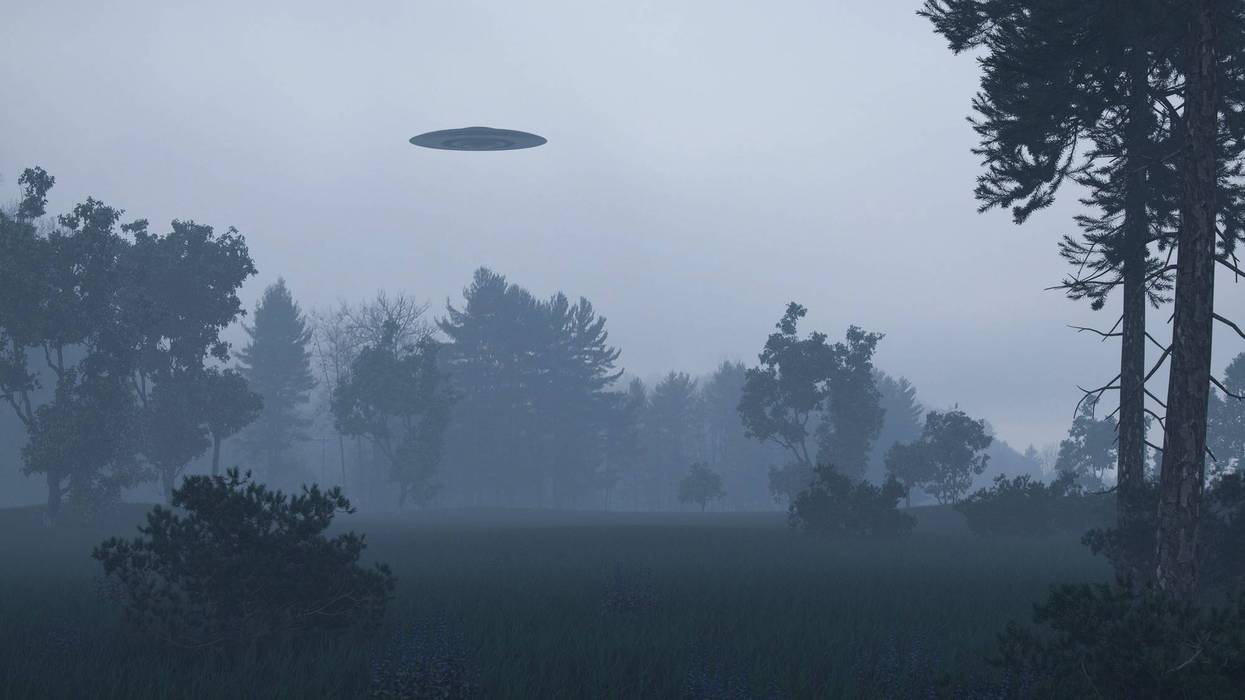 Illustration of UFO in the sky