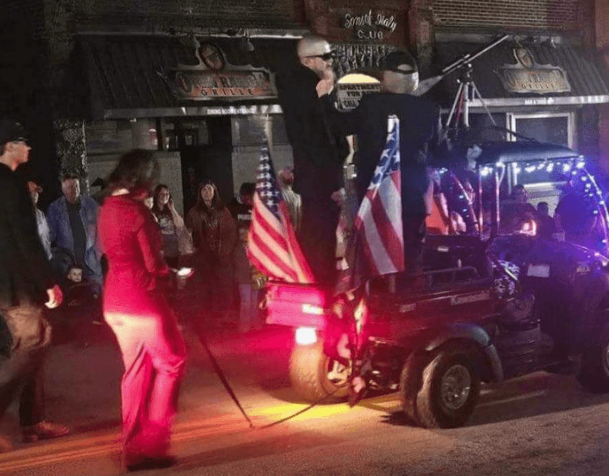 Image from a Halloween in Mt. Pleasant shows a depiction of Kamala Harris in chains