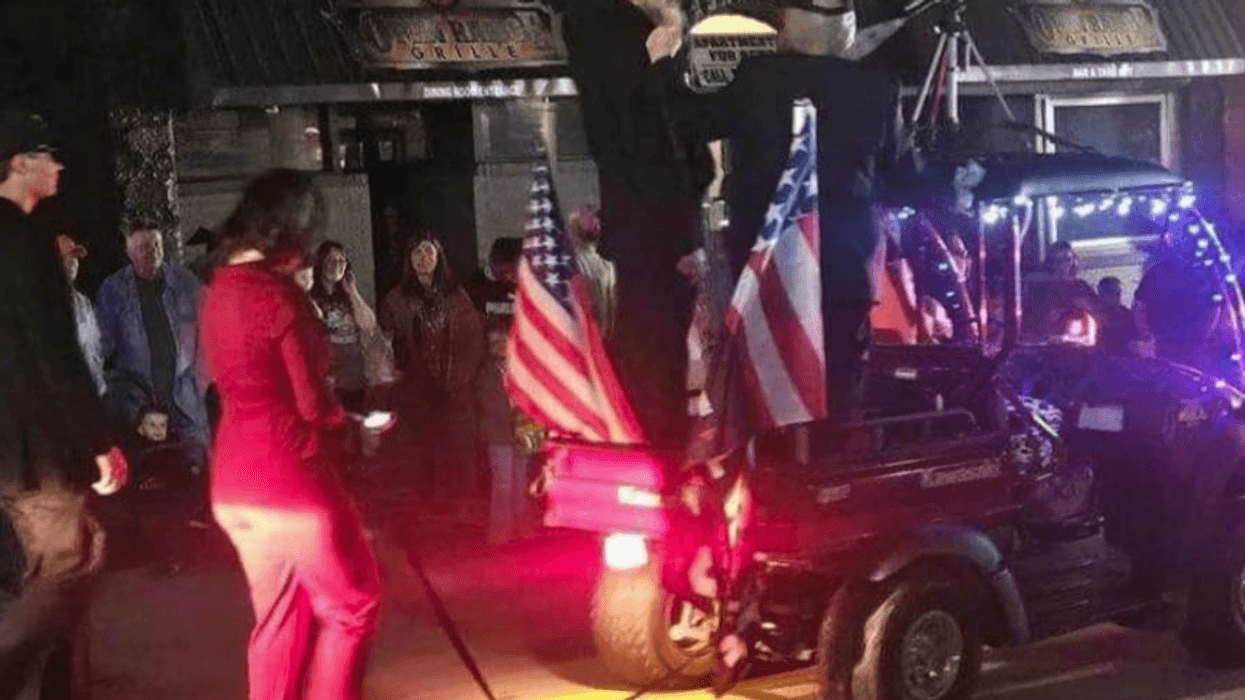 Image from a Halloween in Mt. Pleasant shows a depiction of Kamala Harris in chains