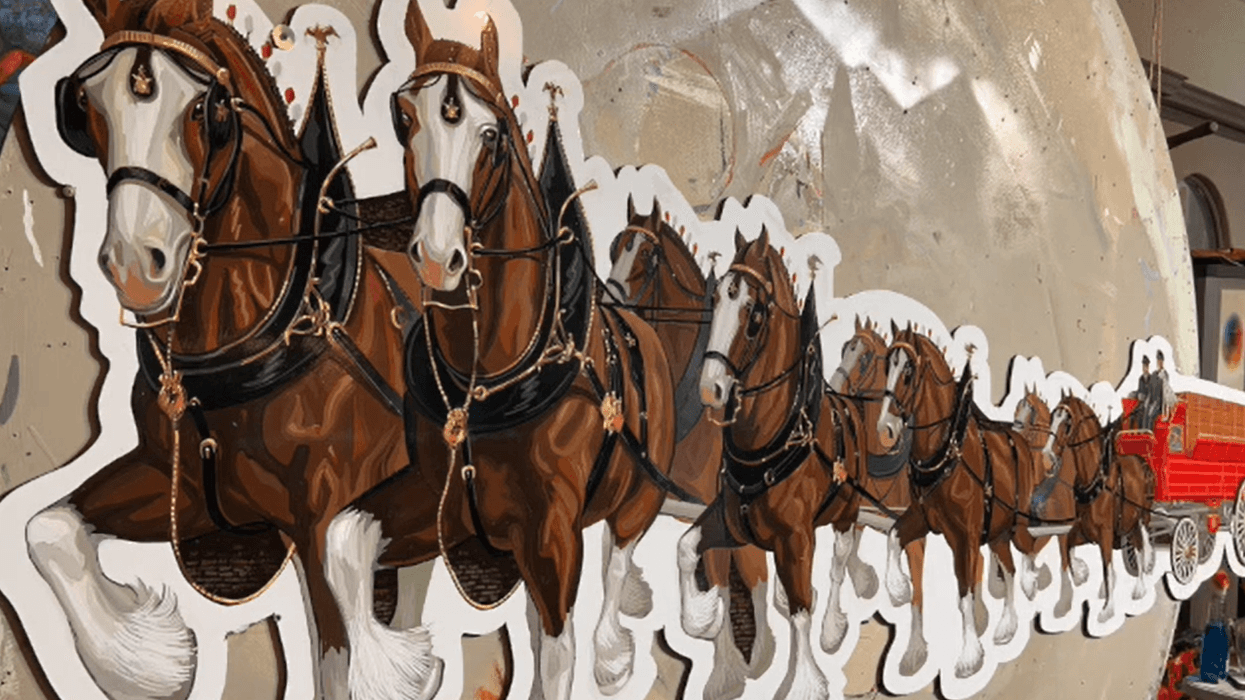 image of new painting of clydesdales pulling a beer cart