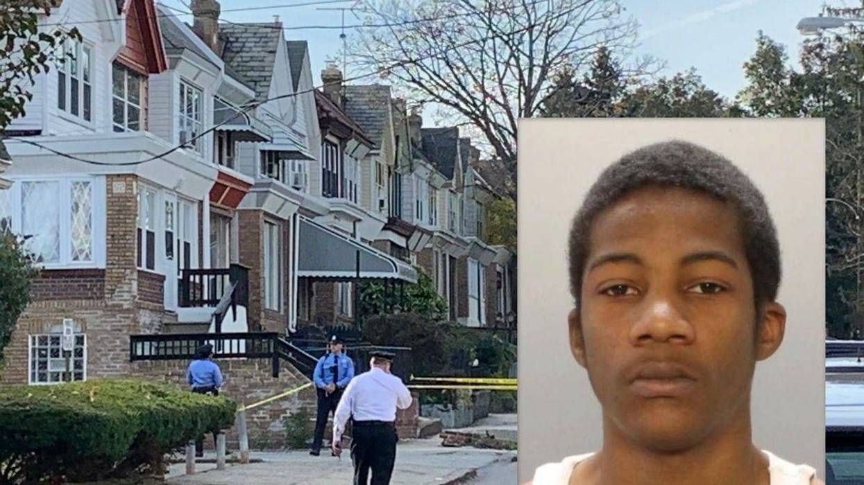 Image of Nikeem Leach is inset within an image of the block in Overbrook where where he shot his 11-year-old brother.