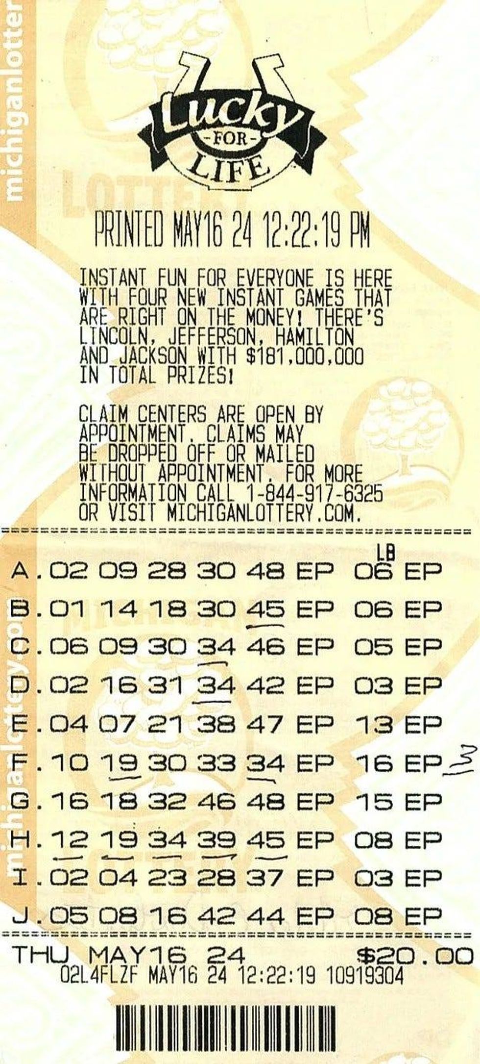 Image of the winning ticket.