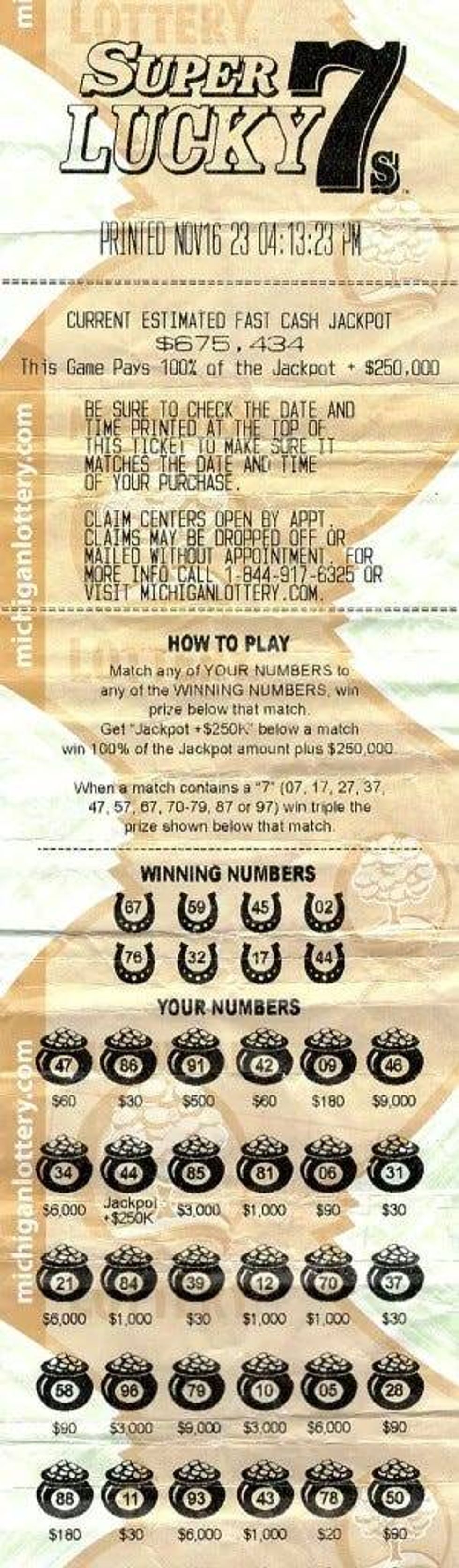 Image of the winning ticket