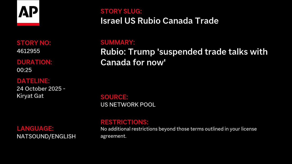 Trump says he's ending trade talks with Canada over TV ads protesting U.S. tariffs