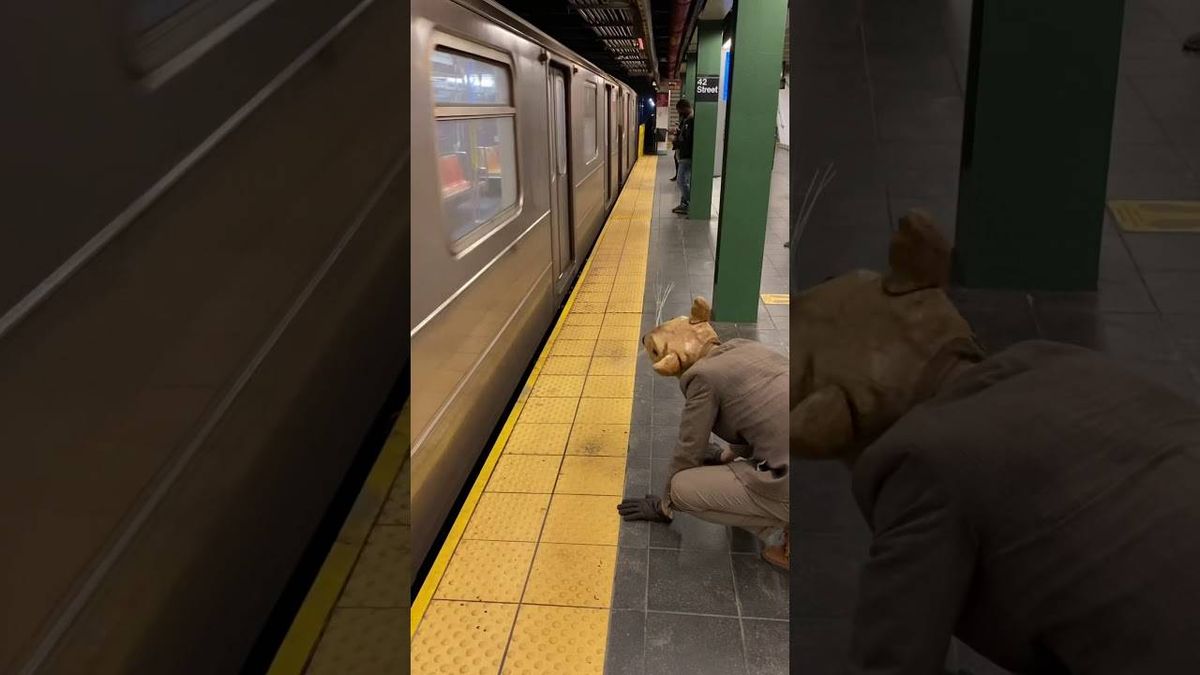 VIDEO: Man in giant rat costume crawls onto subway car; here's the MTA's reaction