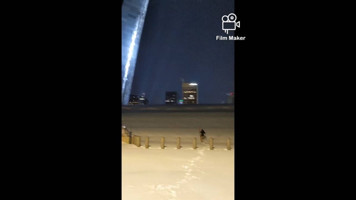 WATCH: 'Dave' skis down Gateway Arch steps covered in snow