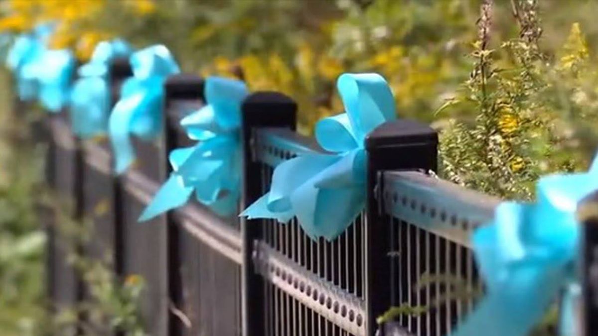 Gabby Petito's hometown hangs hundreds of teal ribbons in her memory