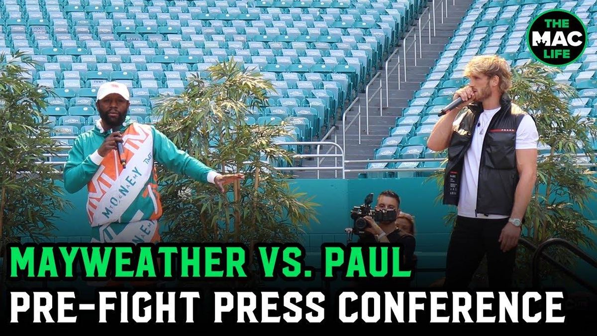 Floyd Mayweather & Logan Paul share words at press conference then brawls with his brother Jake after