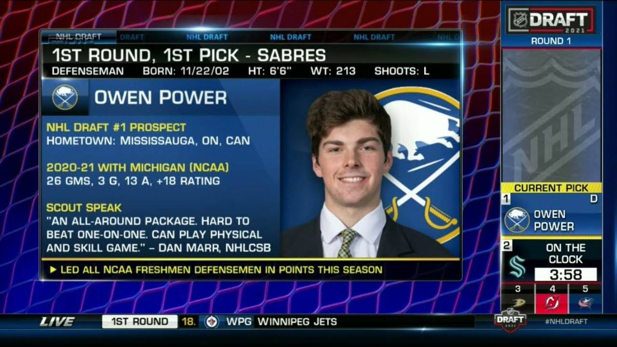 Sabres Power up; select Michigan defenseman 1st in NHL draft