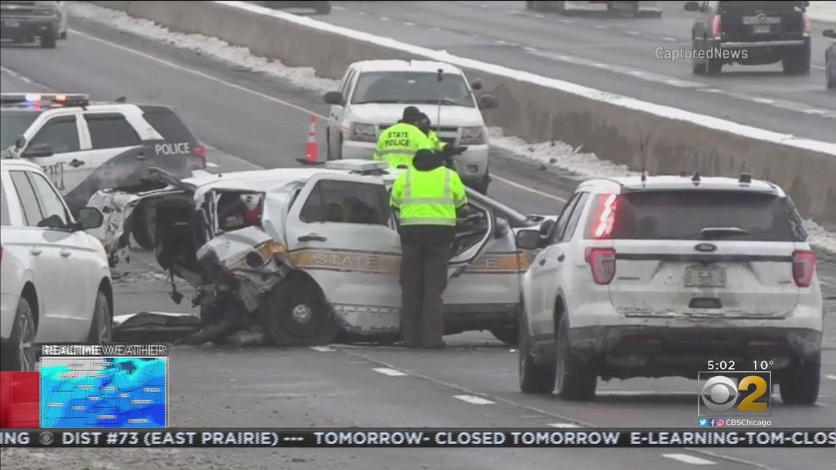 ISP squad car rear ended while investigating I-55 crash in Joliet; Trooper seriously injured